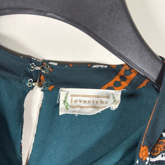 Love Riche Bohemian Teal Mesh Dress Size Large - Picture 10 of 11